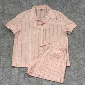 Eberjey Organic Sandwashed Cotton Printed Short Pj Set - Rose Cloud Stripe